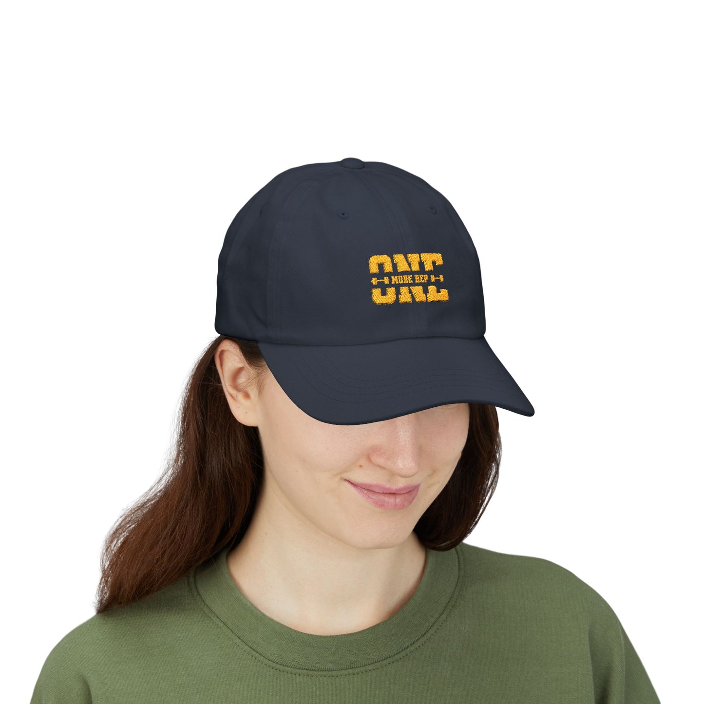 Timeless stylish with the "One More Rep" Embroidered Dad Cap