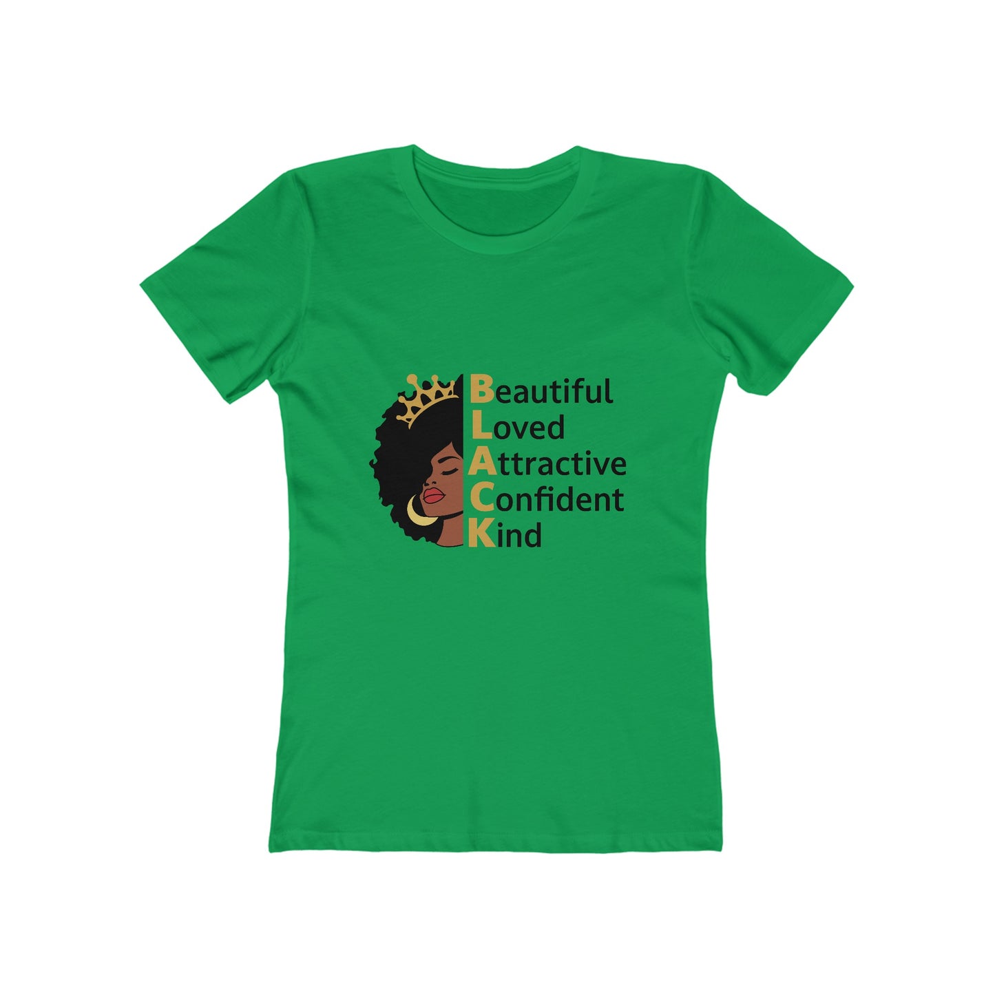 Women's the Boyfriend Tee with Black Queen Quotes Design T-shirt