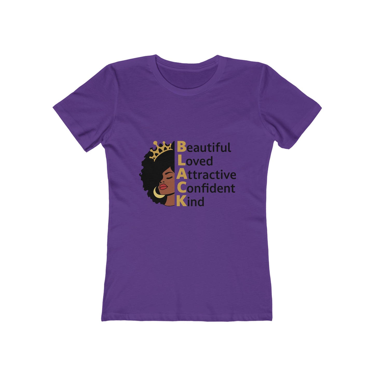 Women's the Boyfriend Tee with Black Queen Quotes Design T-shirt