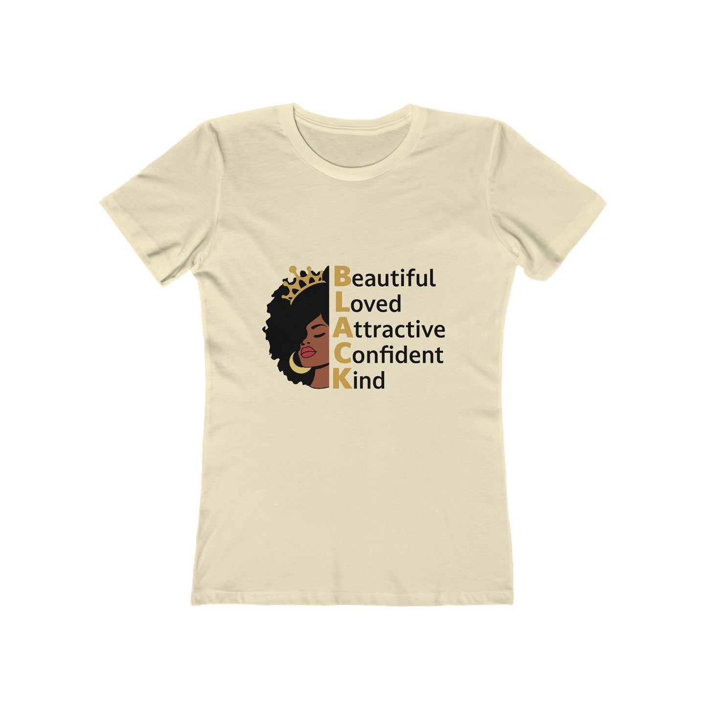 Women's the Boyfriend Tee with Black Queen Quotes Design T-shirt