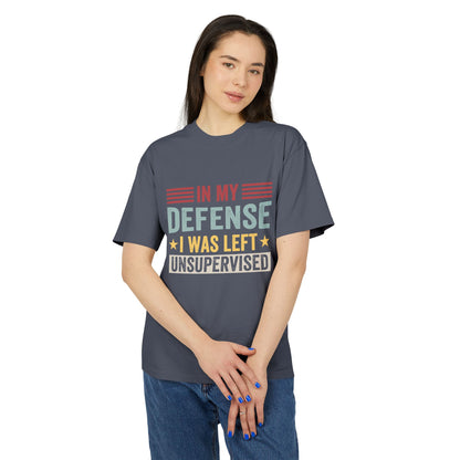 Unisex Faded Humor Tee – IN MY DEFENSE I WAS LEFT UNSUPERVISED Funny Quote Shirt
