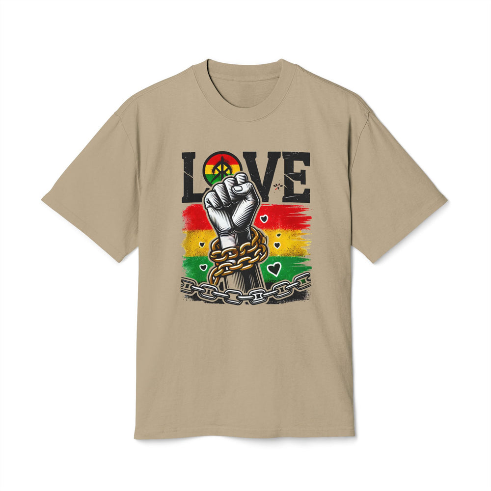 Love & Freedom Graphic Tee in Faded Khaki, front view