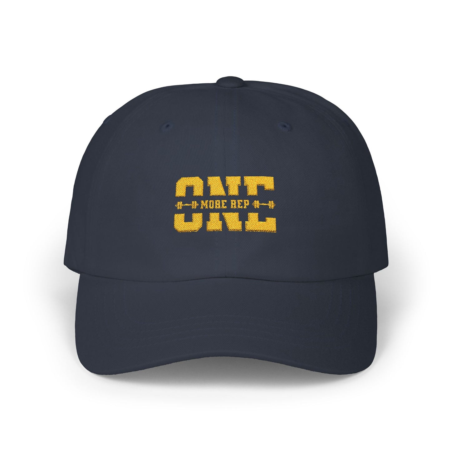 Timeless stylish with the "One More Rep" Embroidered Dad Cap