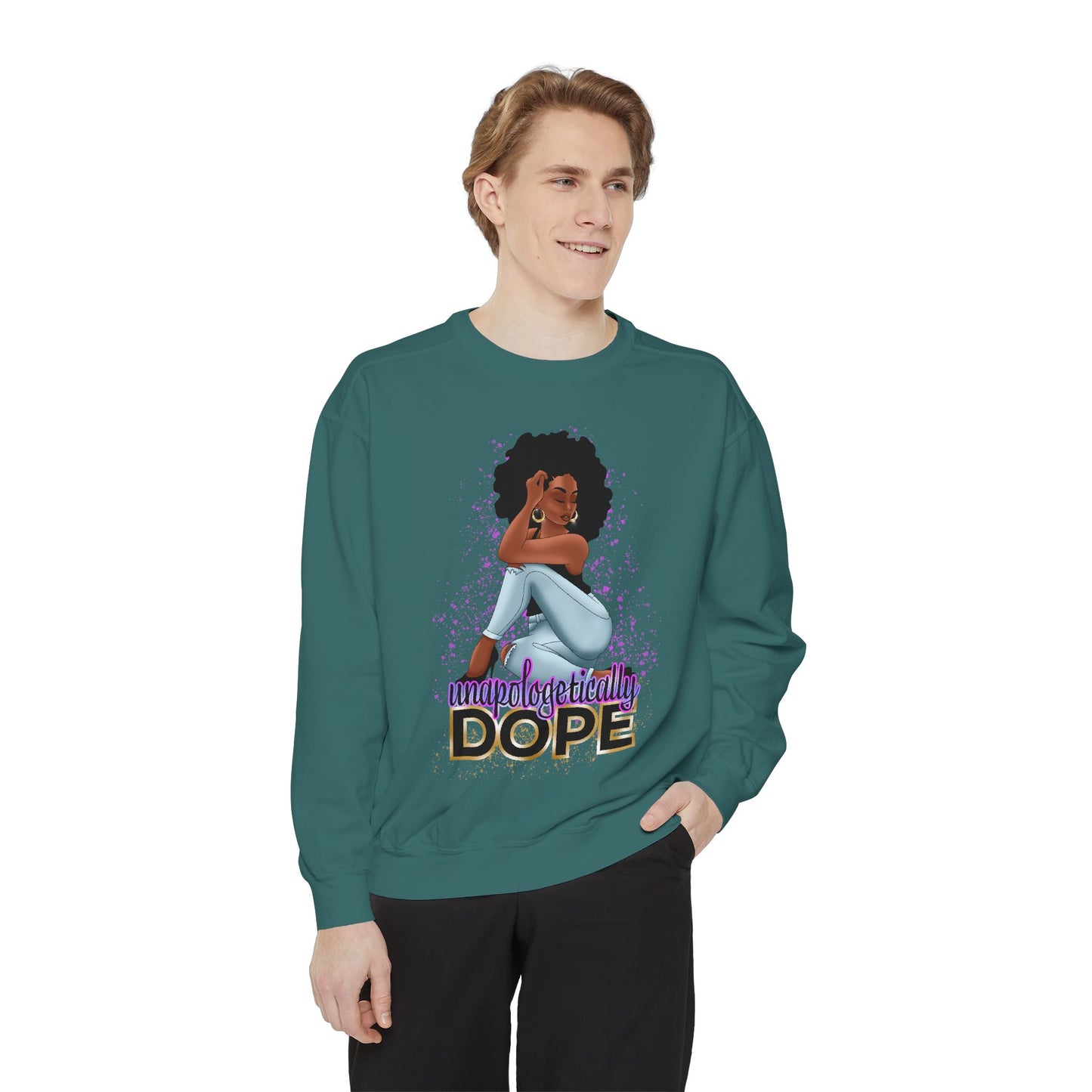 Unisex Garment-Dyed Sweatshirt With Dope Design