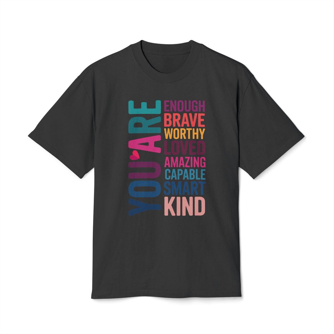 Positive Affirmation Tee in Faded Black, front view