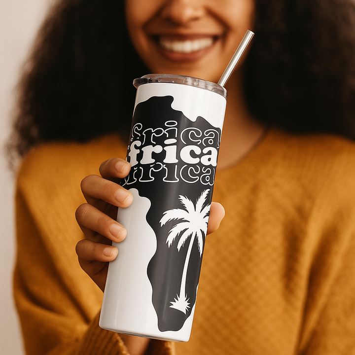 Africa Pride tumbler with Africa-themed artwork