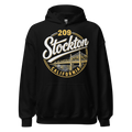 209 Stockton California black hoodie relaxed front view