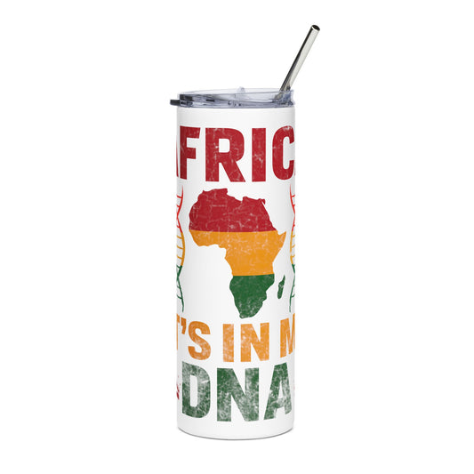 African Pride Stainless Steel Tumbler, Personalized Travel Mug, Gift for African Heritage, DNA Design, 20oz Cool Cup, African Roots