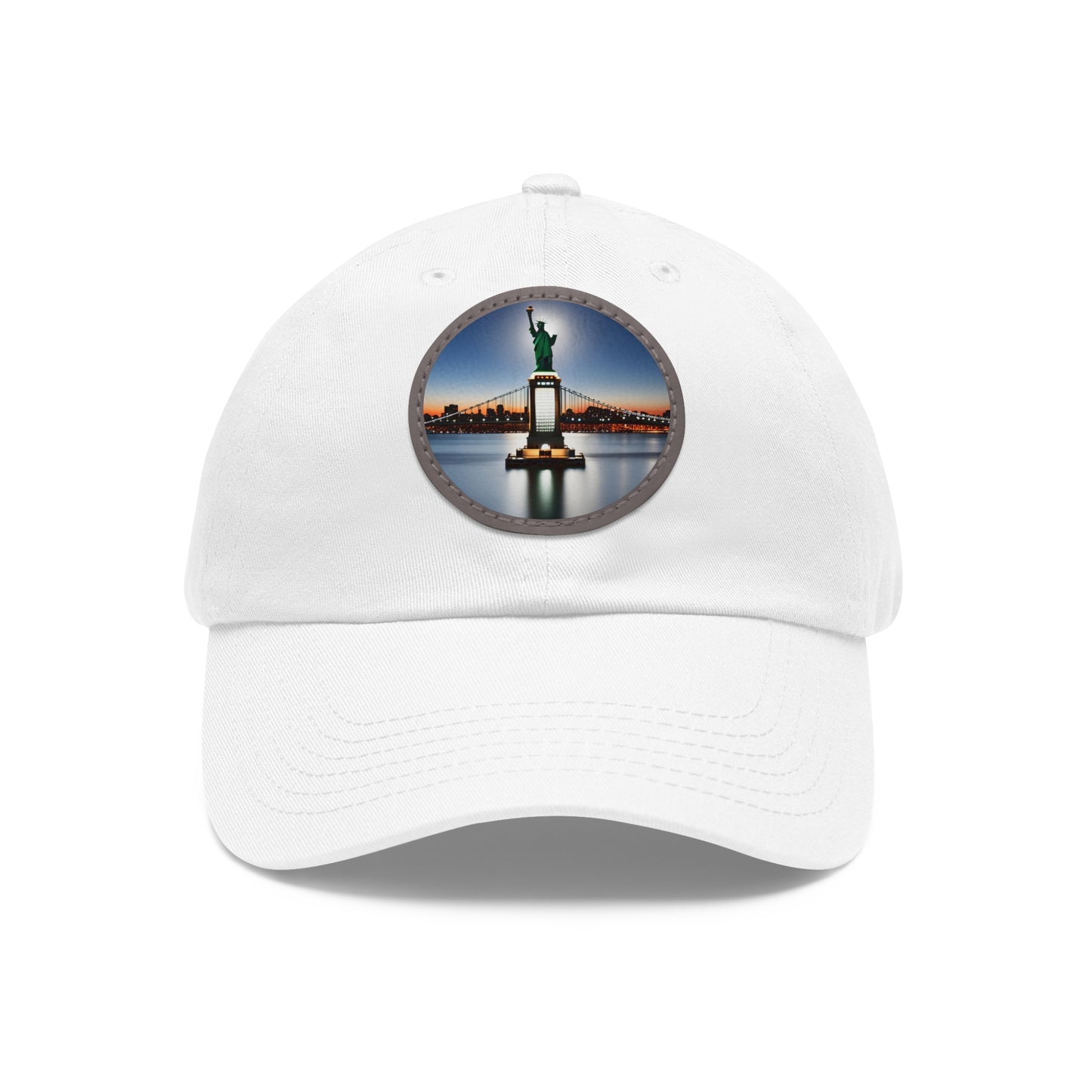 New York Dad Hat with Leather Patch (Round)