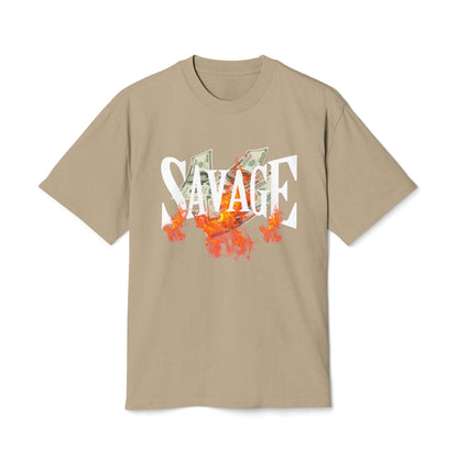 Savage Vibes Unisex Heavy Faded Tee | Trendy Graphic Shirt for Casual Wear, Street Style, Gift for Him/Her