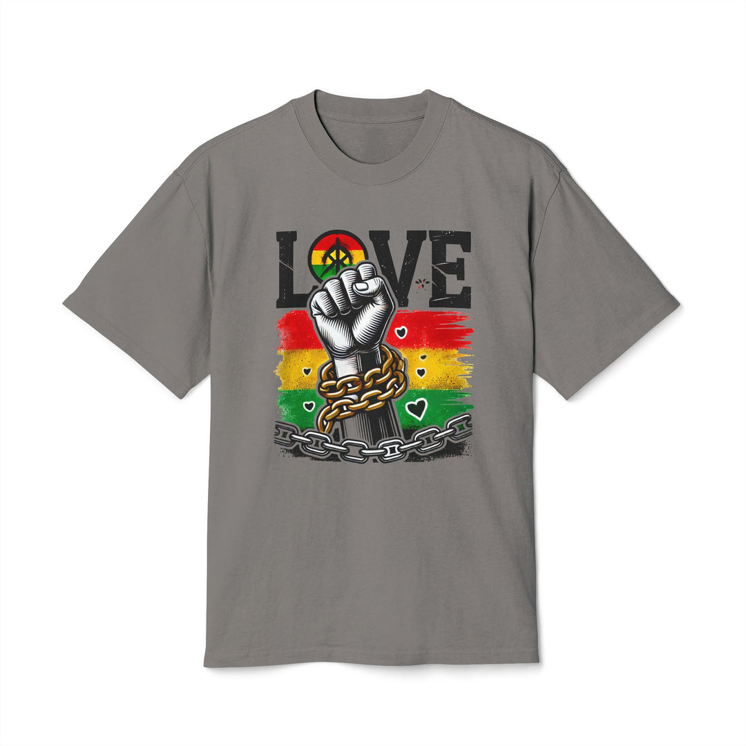 Love &amp; Freedom Graphic Tee in Faded Grey, front view