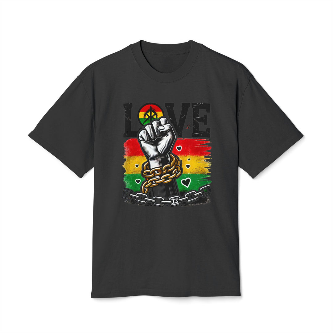 Love &amp; Freedom Graphic Tee in Faded Black, front view