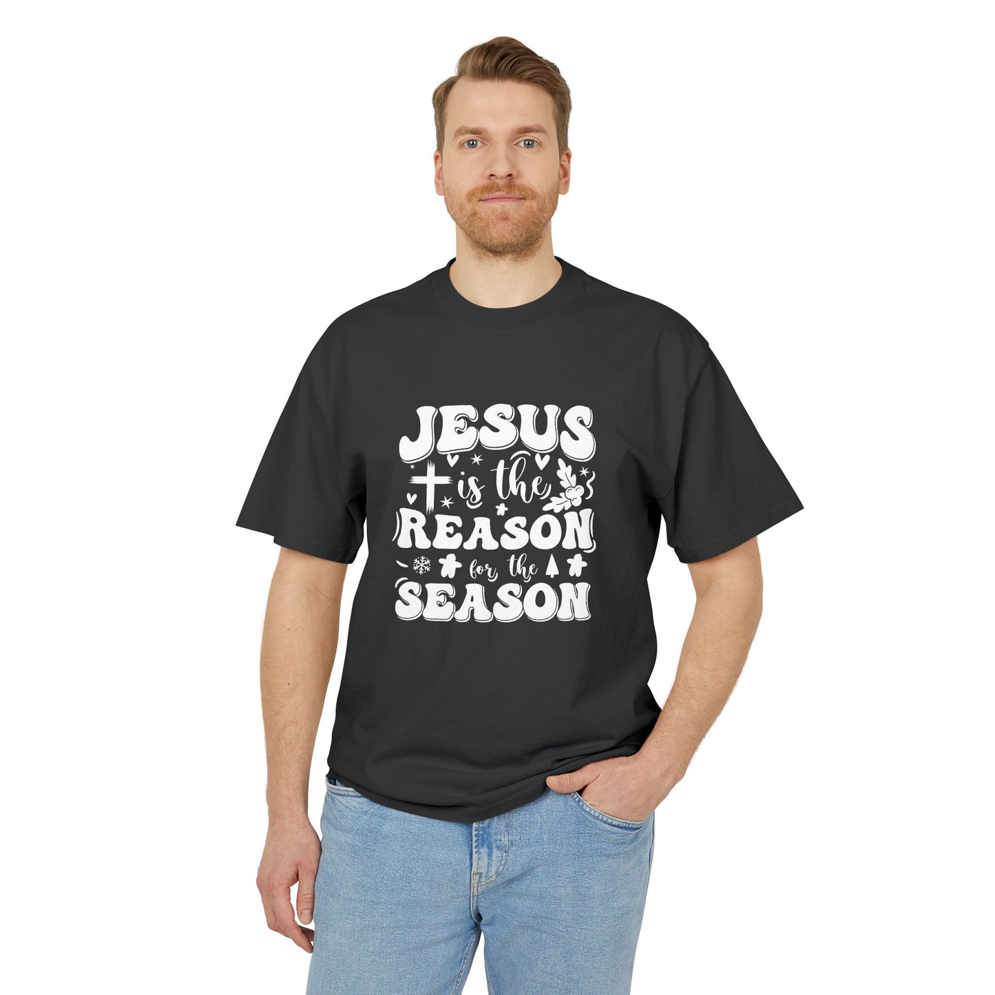 Jesus is the Reason Unisex Heavy Faded Tee, Christian T-Shirt, Holiday Apparel, Faith-Based Gift, Casual Wear