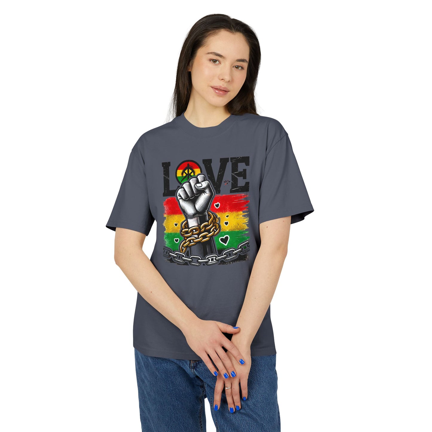 Unisex Graphic T-Shirt - Love Fist Design, Casual Tee, Statement T-Shirt, Gift for Activists, Vintage Style Clothing