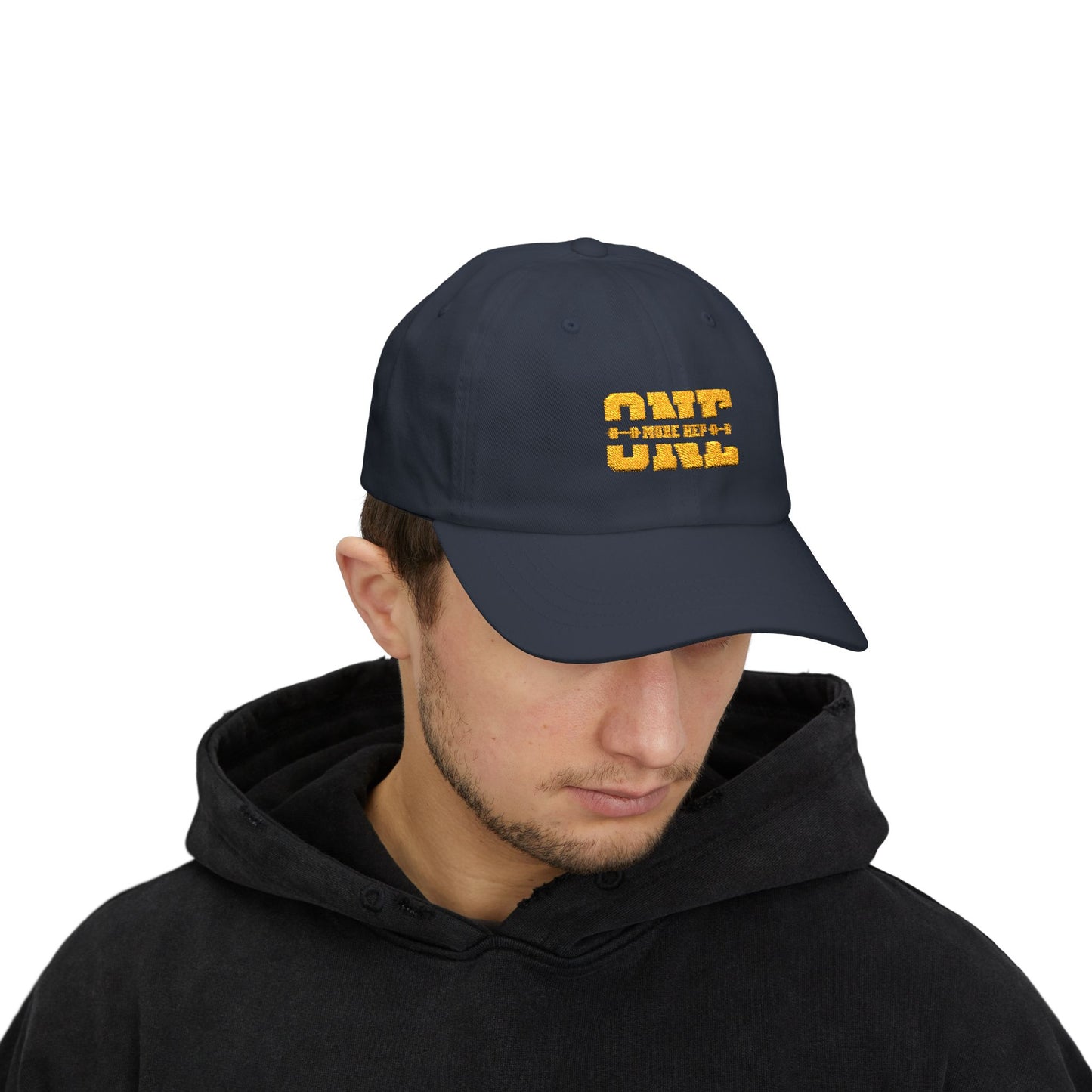 Timeless stylish with the "One More Rep" Embroidered Dad Cap