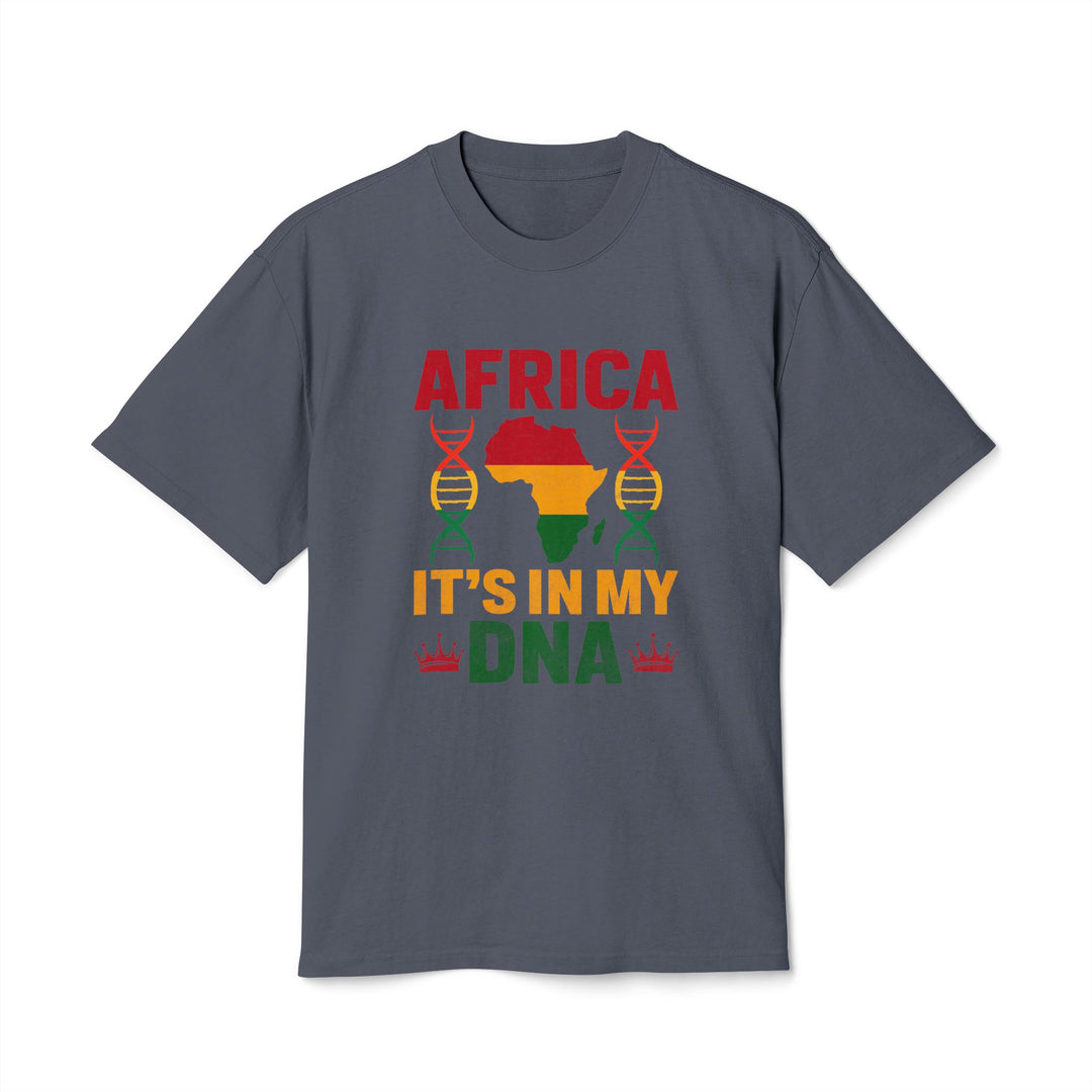 Africa Is in My DNA Tee in Faded Indigo, front view