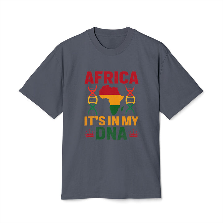 Africa Is in My DNA Tee in Faded Indigo, front view
