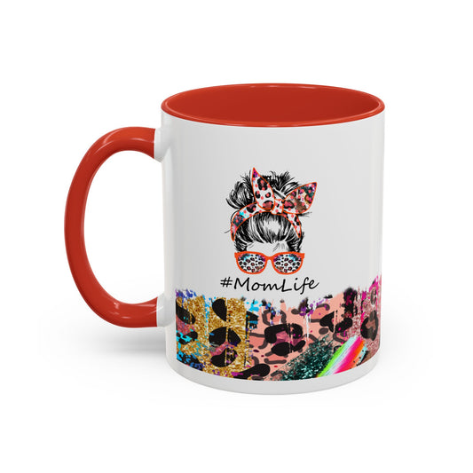 Leopard Mom Life Accent Coffee Mug