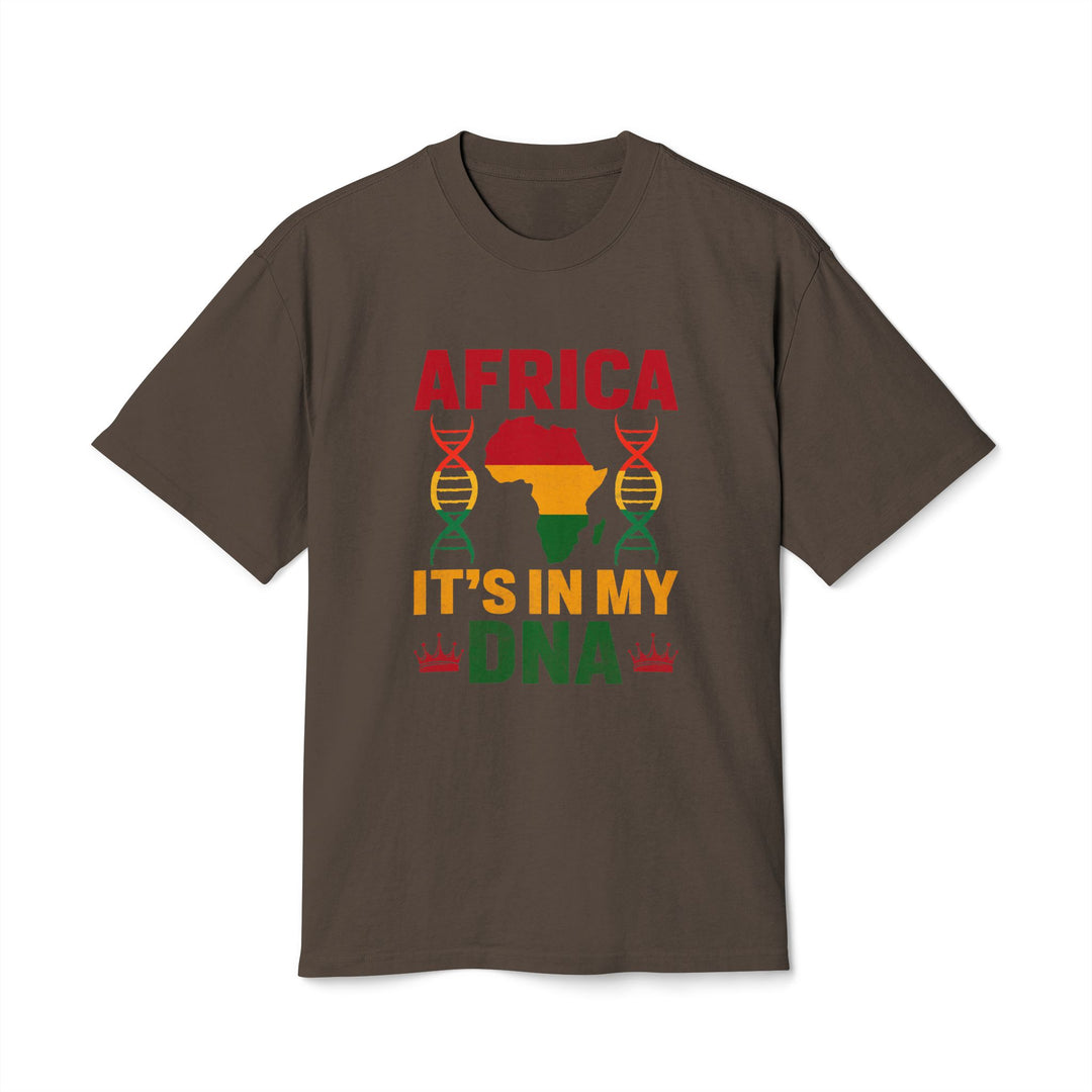 Africa Is in My DNA Tee in Faded Brown, front view