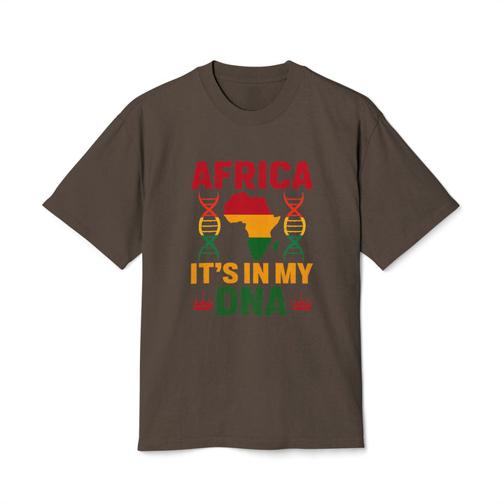 Africa Is in My DNA Tee in Faded Brown, front view