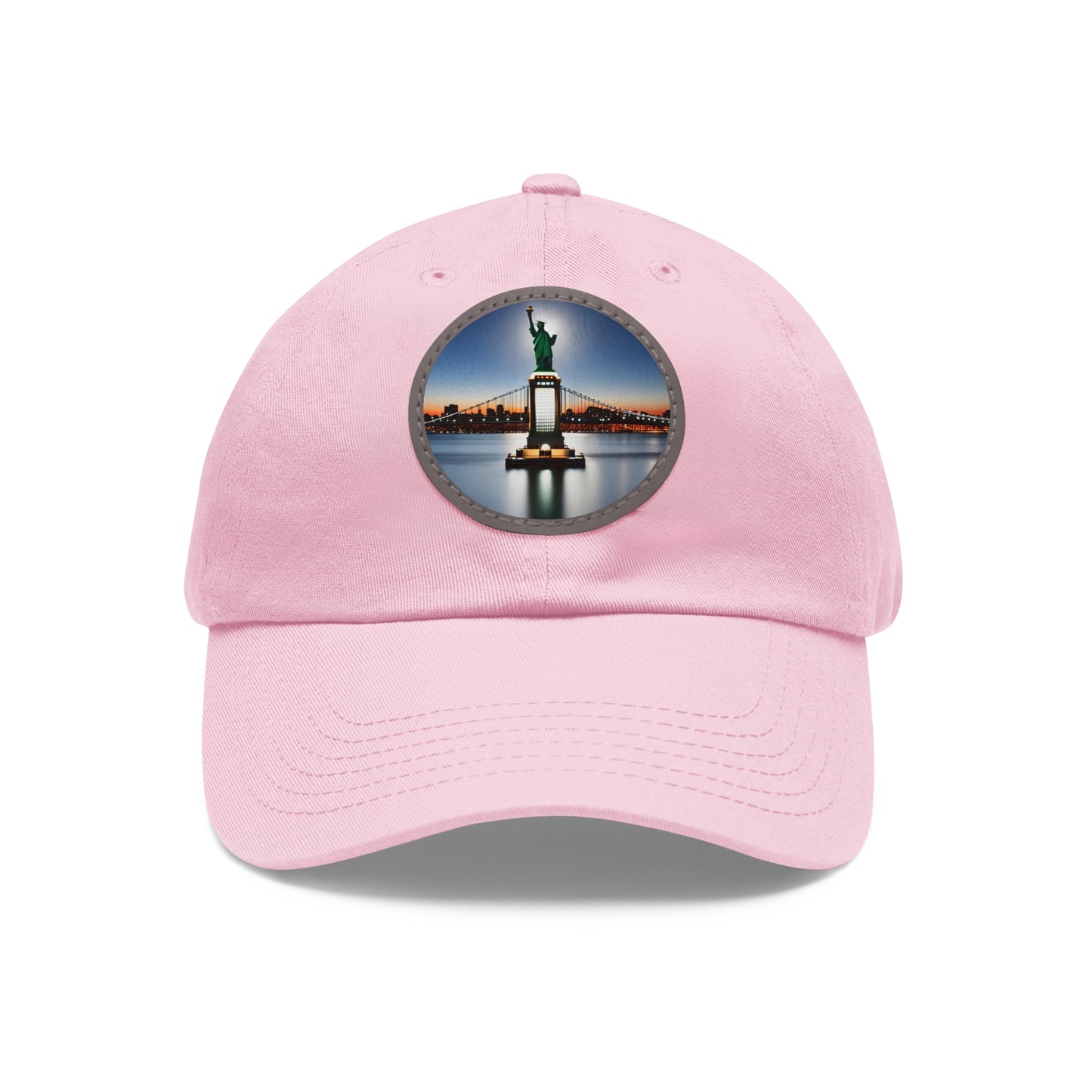 New York Dad Hat with Leather Patch (Round)