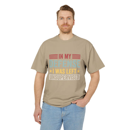 Unisex Faded Humor Tee – IN MY DEFENSE I WAS LEFT UNSUPERVISED Funny Quote Shirt