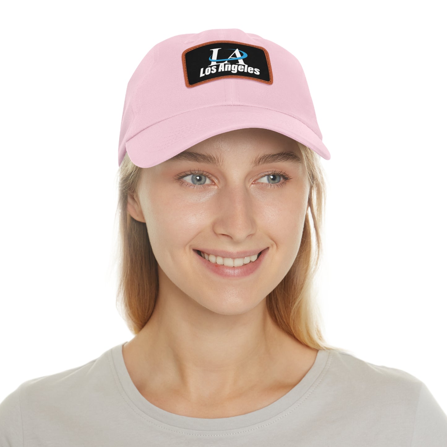 Los Angeles Dad Hat with Leather Patch (Rectangle)