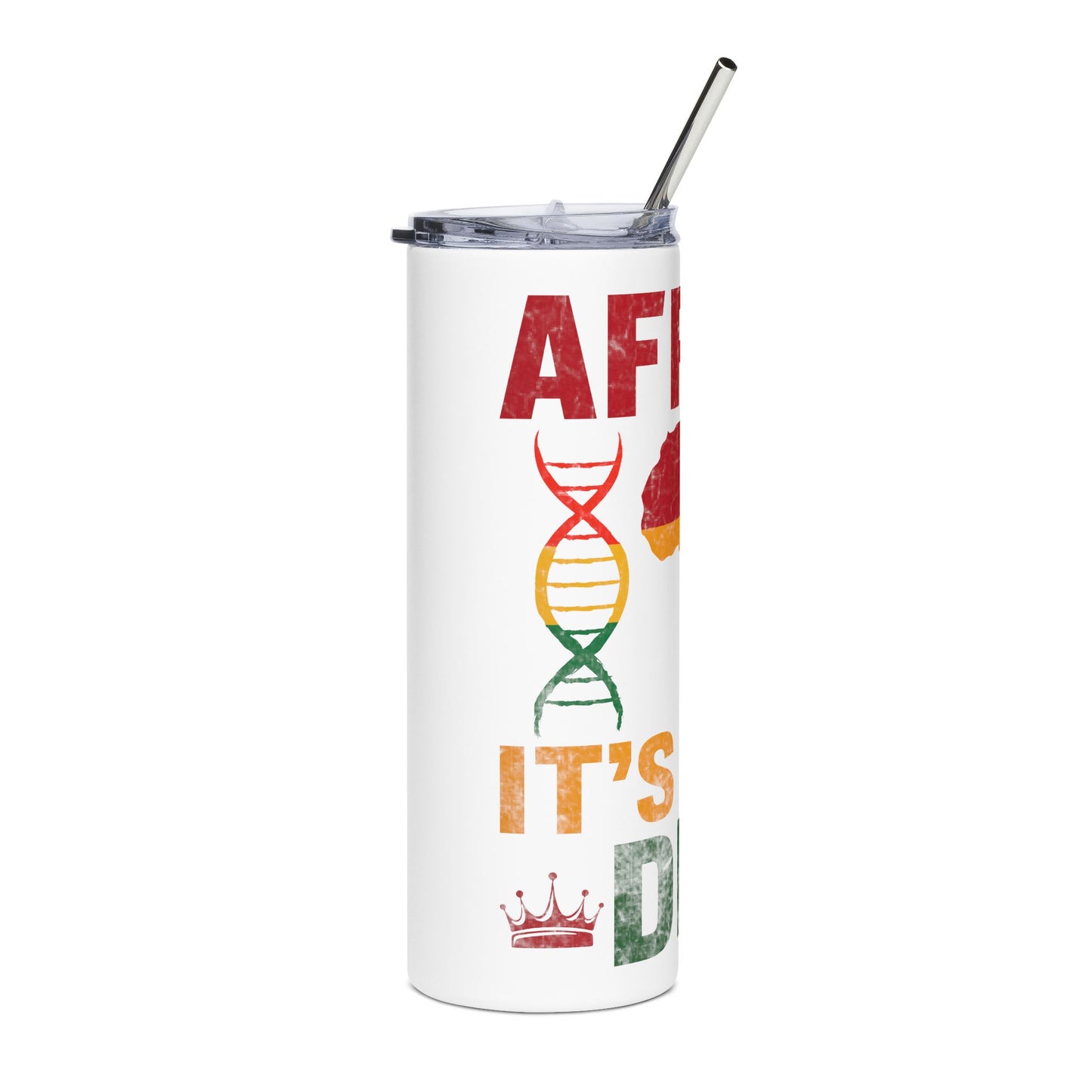 African Pride Stainless Steel Tumbler, Personalized Travel Mug, Gift for African Heritage, DNA Design, 20oz Cool Cup, African Roots