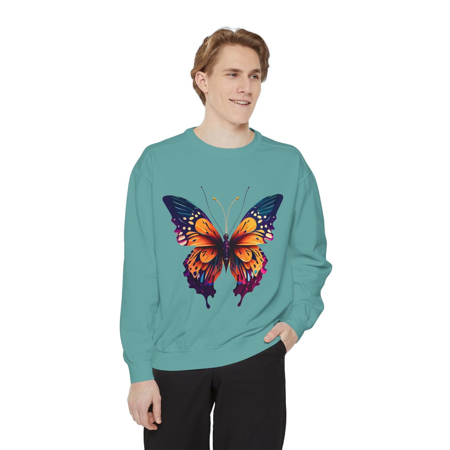 Unisex Garment-Dyed Butterfly Sweatshirt