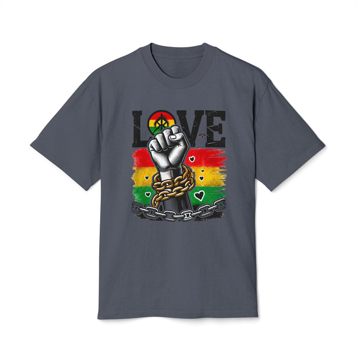 Love &amp; Freedom Graphic Tee in Faded Indigo, front view