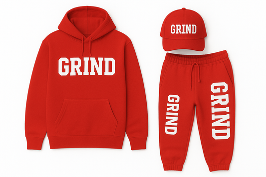 GRIND Premium 3-Piece Sweatsuit Set (Hoodie, Pants & Cap)