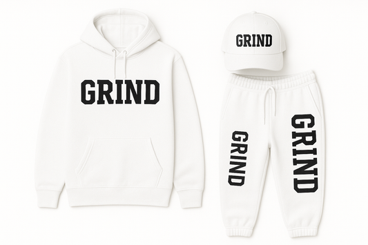 GRIND Premium 3-Piece Sweatsuit Set (Hoodie, Pants & Cap)