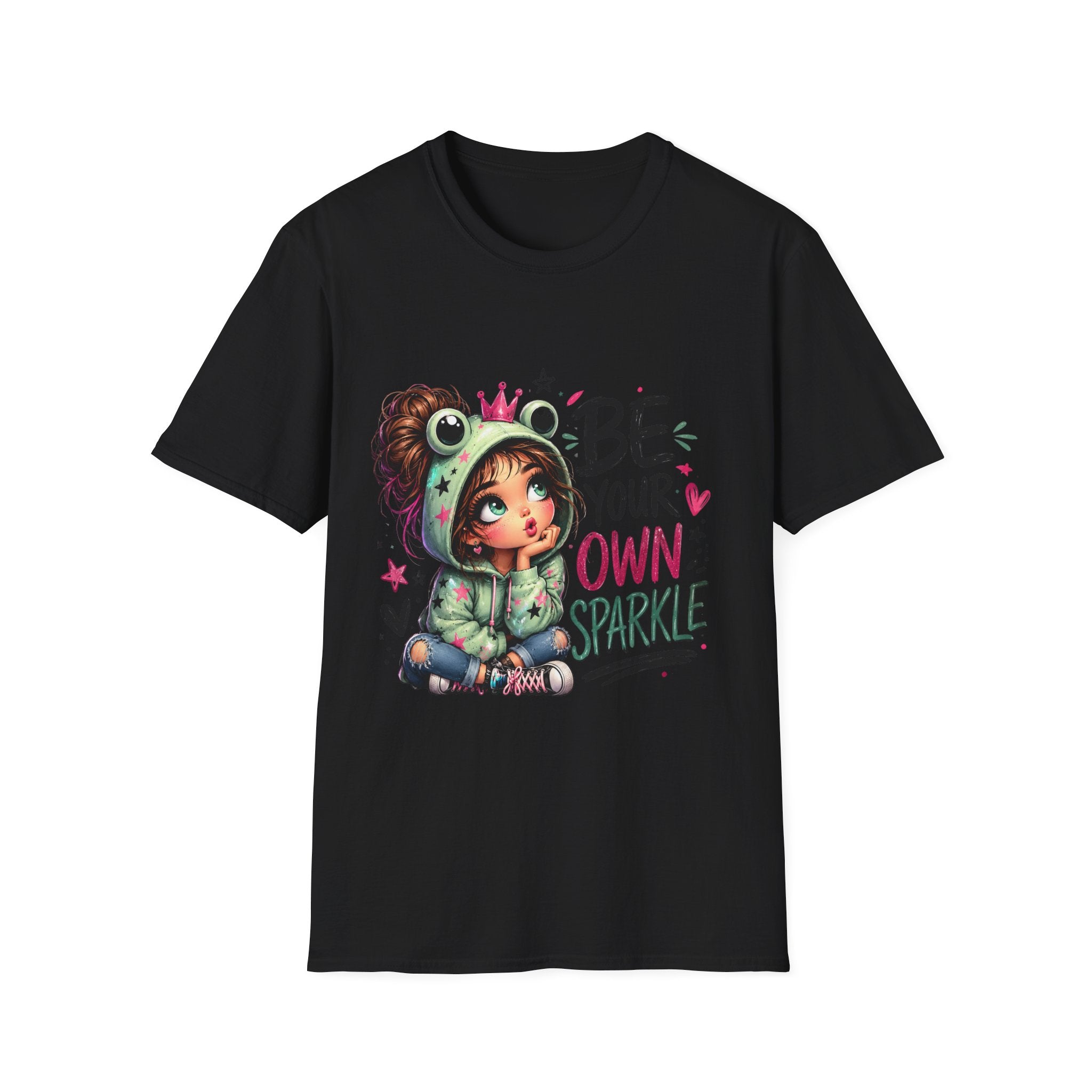 Black Be Your Own Sparkle graphic T-shirt front view