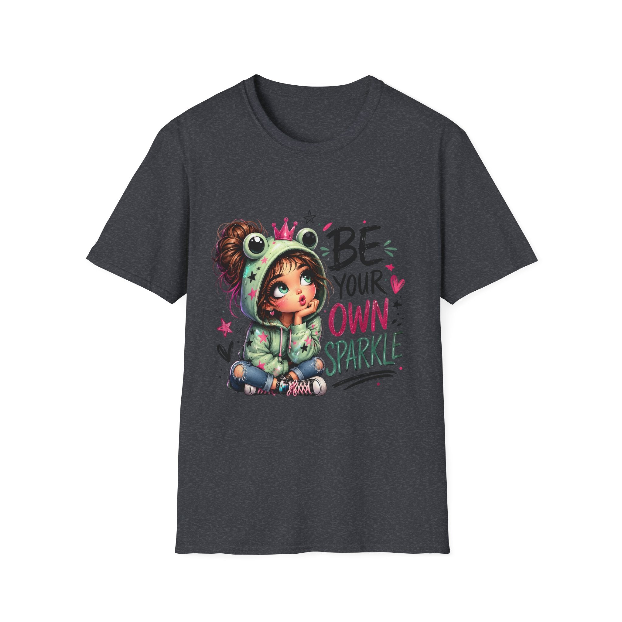 Dark heather Be Your Own Sparkle graphic T-shirt front view
