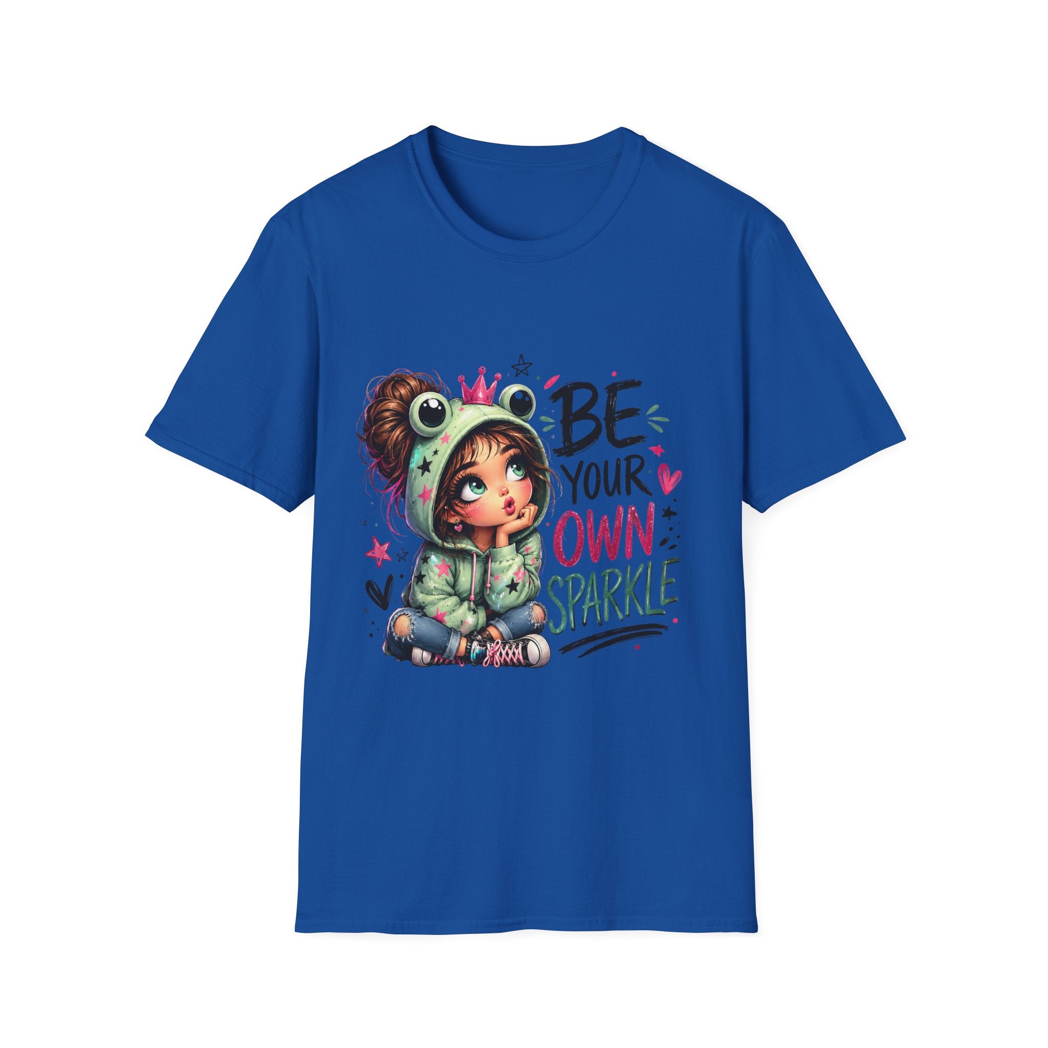 Royal blue Be Your Own Sparkle graphic T-shirt front view