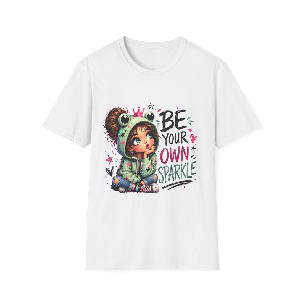 White Be Your Own Sparkle graphic T-shirt front view
