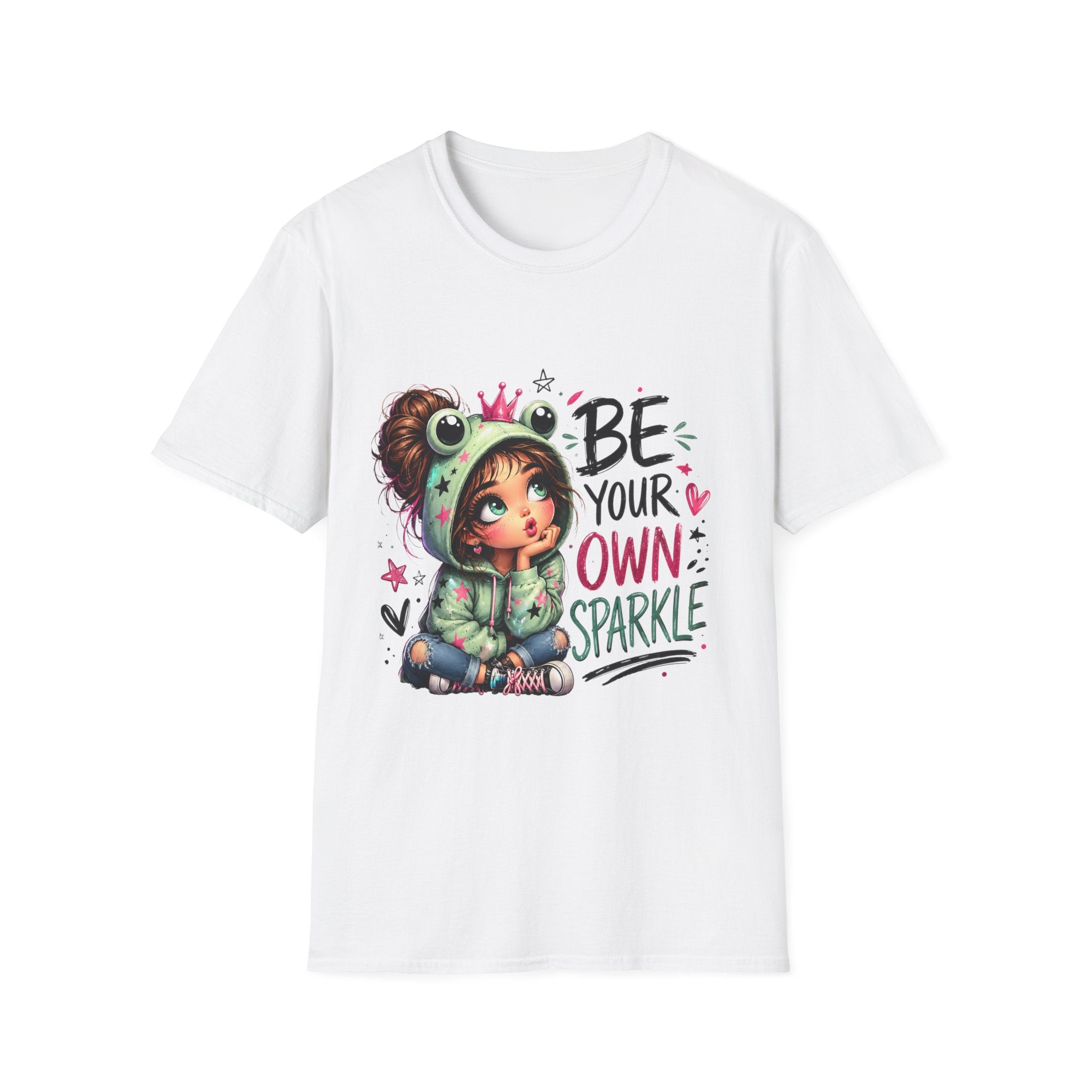 White Be Your Own Sparkle graphic T-shirt front view