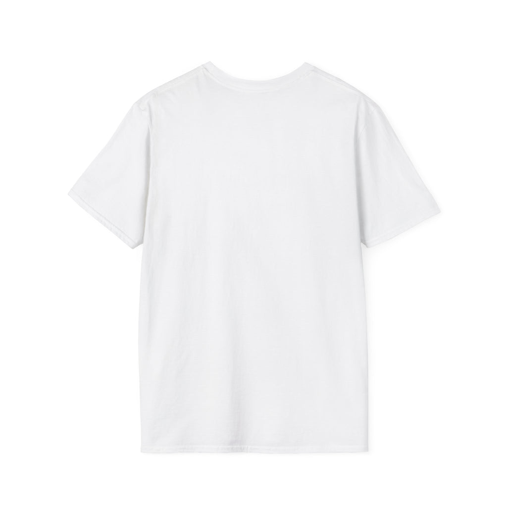 Plain back view of the white Chase Dreams Not People T-shirt