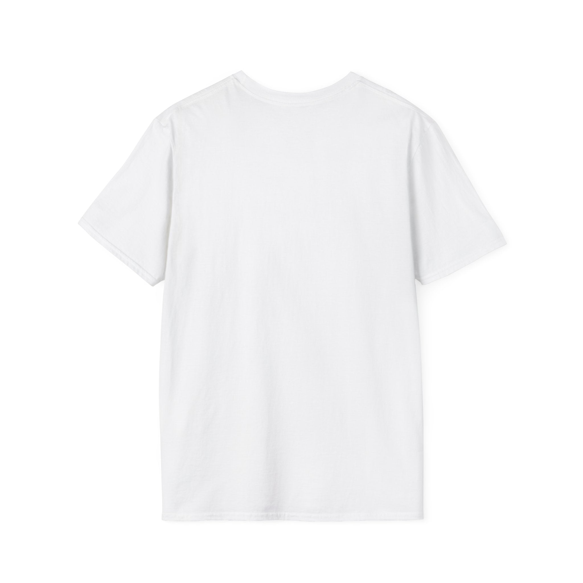 Plain back view of the white Chase Dreams Not People T-shirt