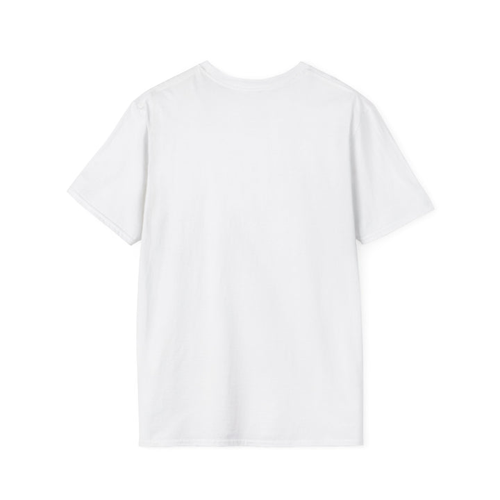 Plain back view of the white Chase Dreams Not People T-shirt