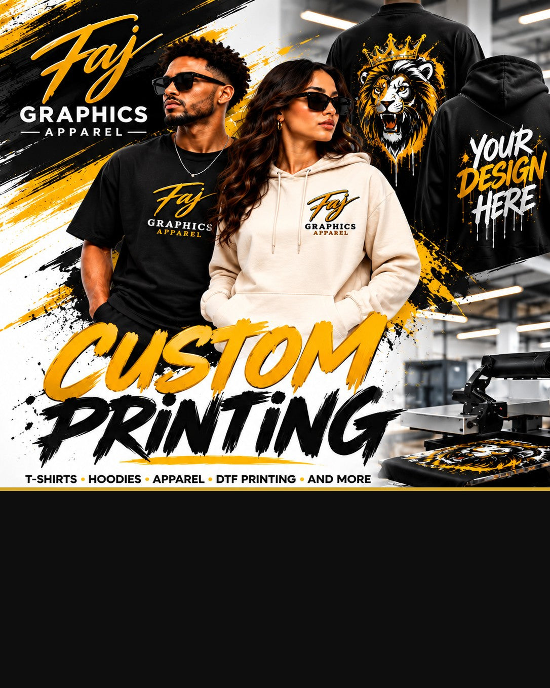 Faj Graphics Apparel custom printing - custom t-shirts, hoodies, DTF printing, bulk and team orders in Stockton, CA