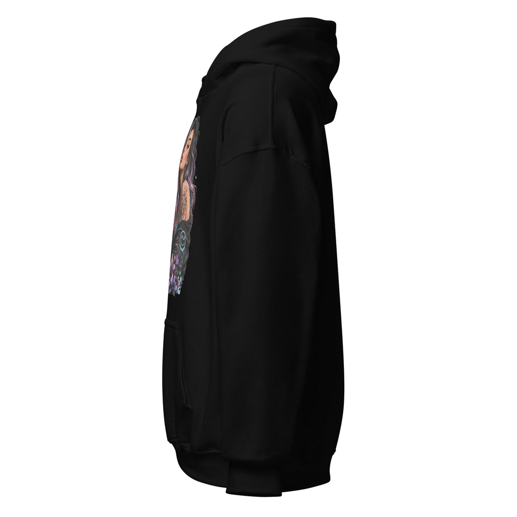 Focused on Me black hoodie left side view