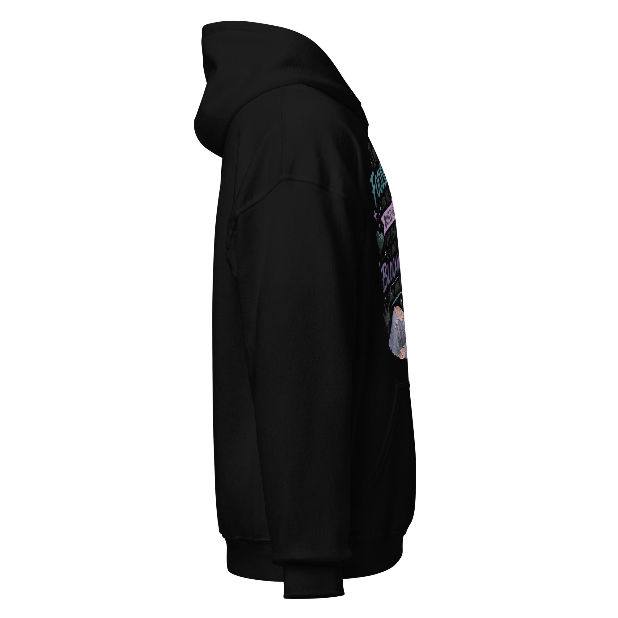 Focused on Me black hoodie right side view