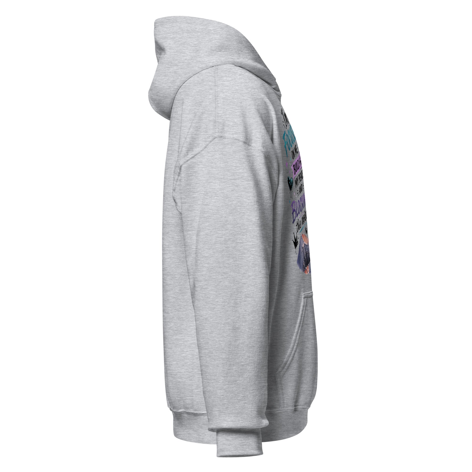 Focused on Me sport grey hoodie right side view