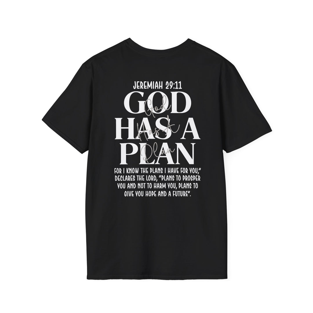 Black Jeremiah 29:11 God Has a Plan T-shirt back graphic