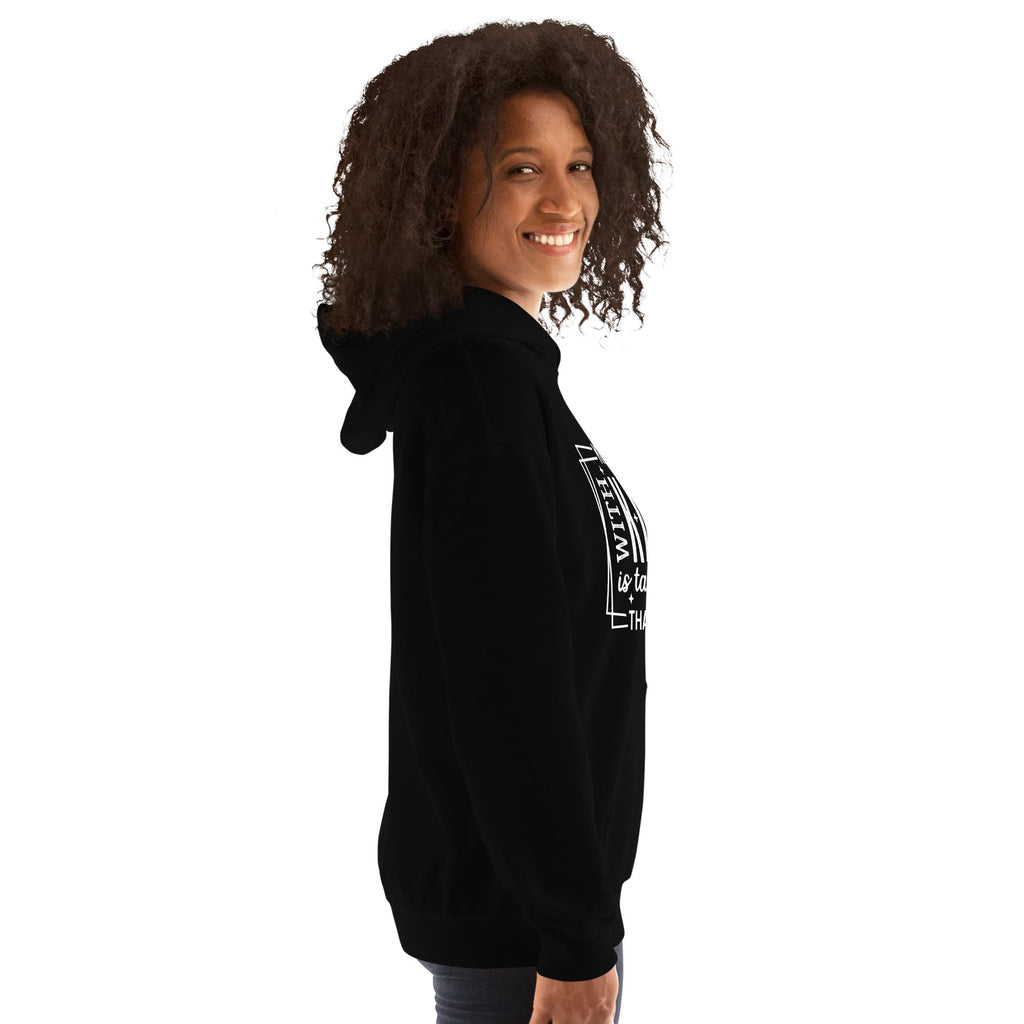 Woman wearing Black Killing Them with Kindness hoodie, right view