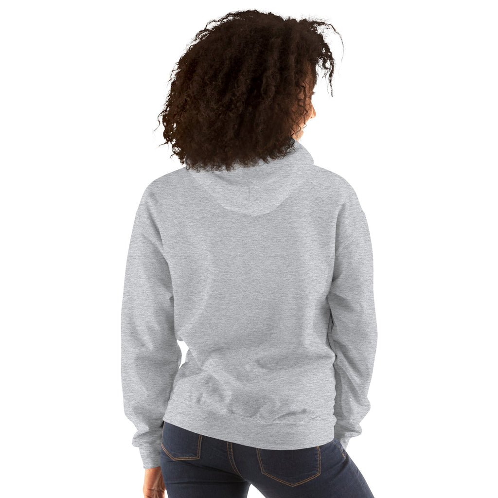 Woman wearing Sport Grey Killing Them with Kindness hoodie, back view