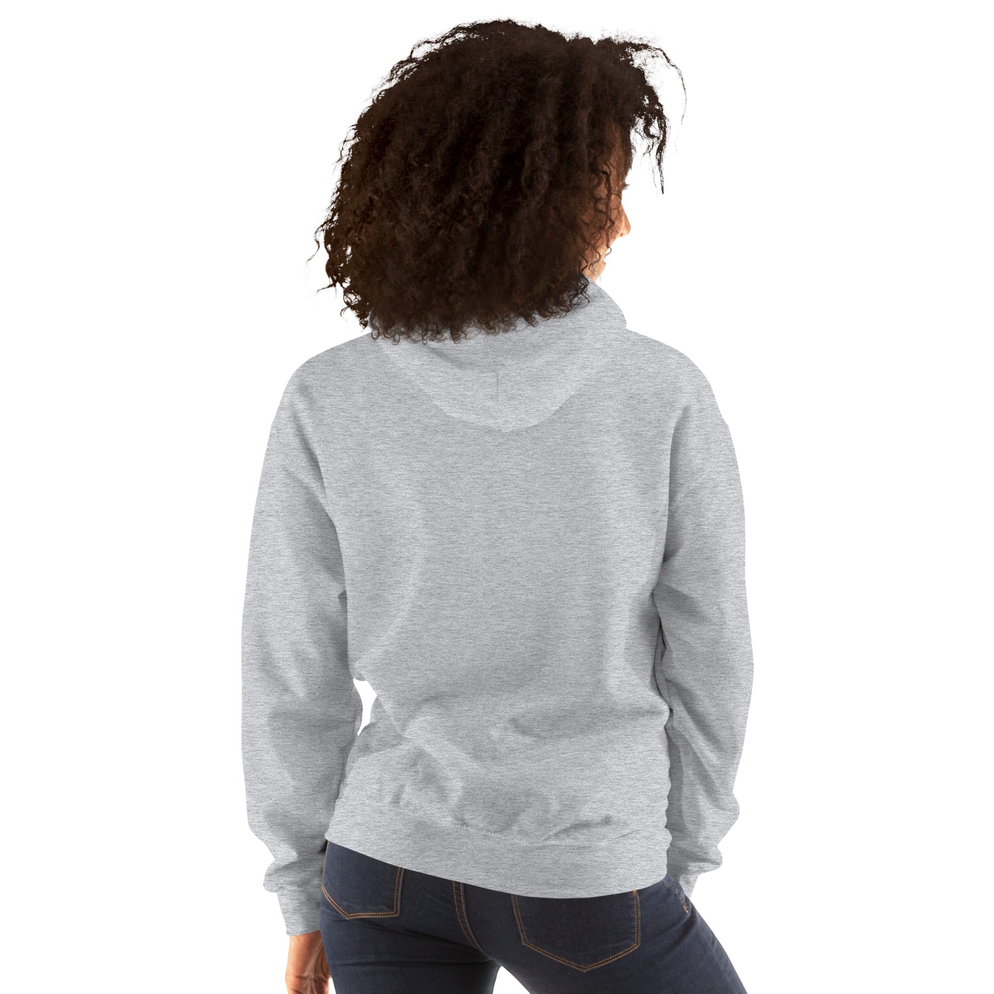 Woman wearing Sport Grey Killing Them with Kindness hoodie, back view