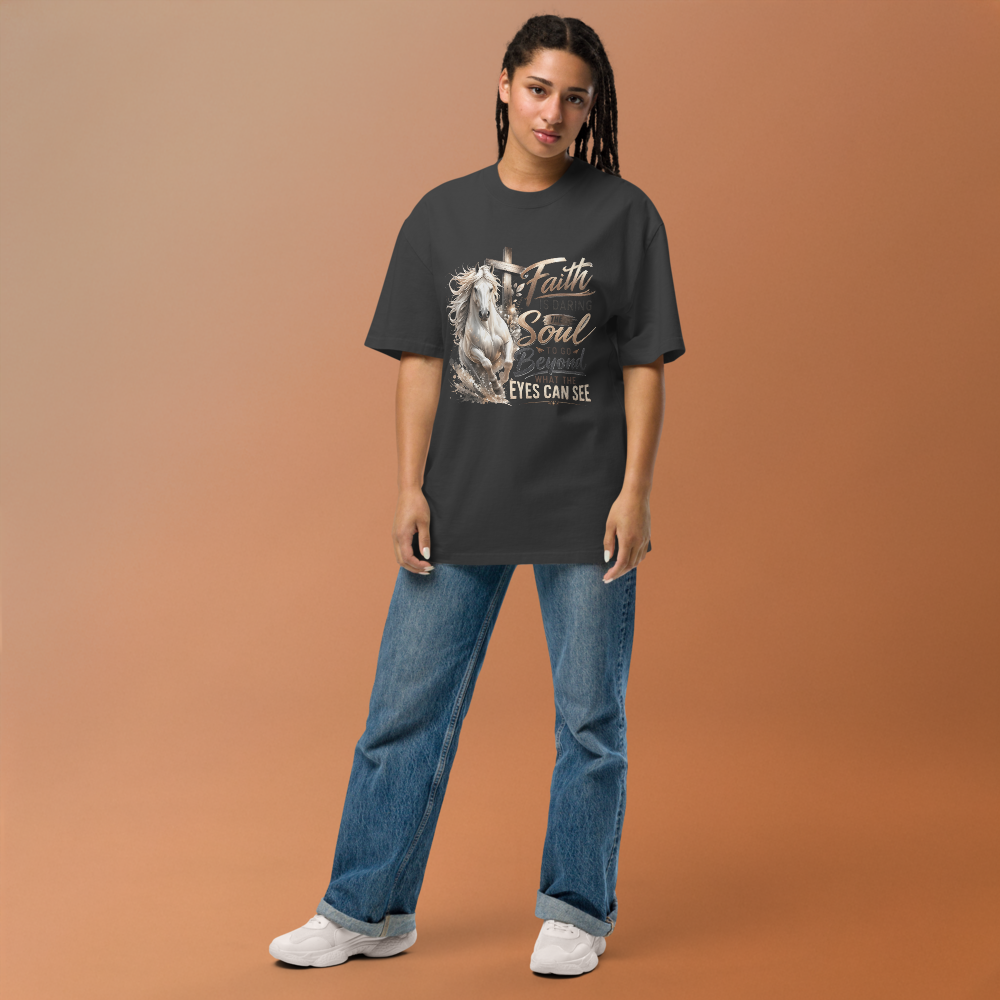 Faith Horse Cross Christian Equestrian Oversized T-Shirt