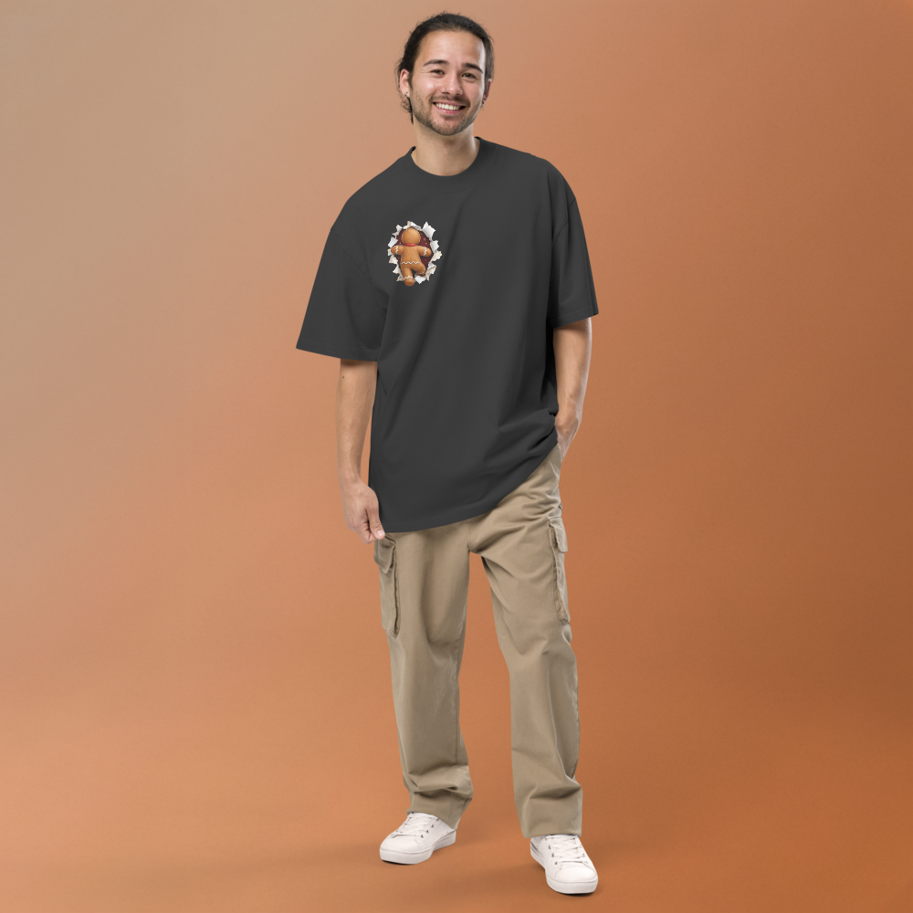 Gingerbread Man Christmas Oversized Graphic T-Shirt